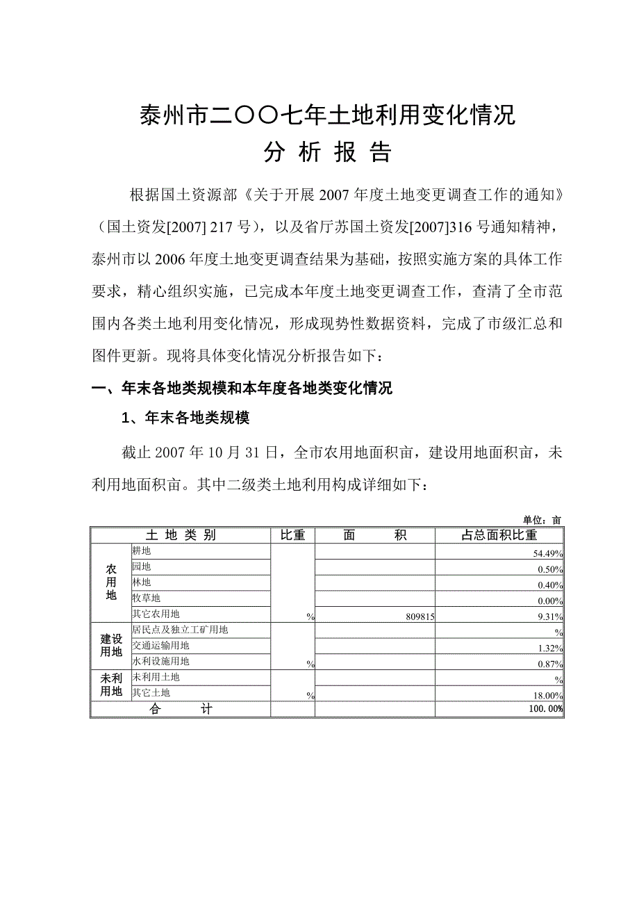 泰州市二七土地利用现状变更调查分析报告_第2页