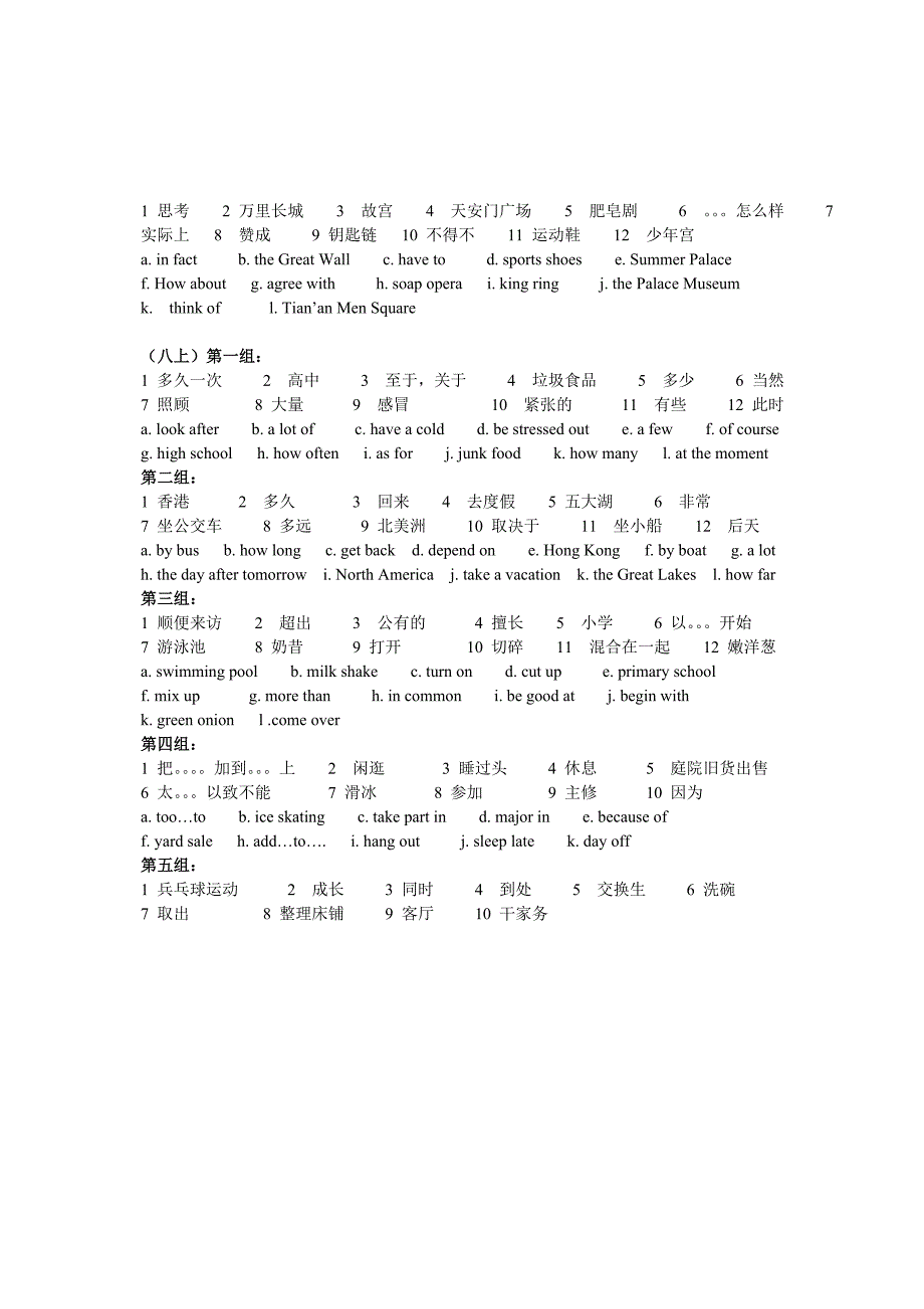初中英语词组记忆练习_第2页