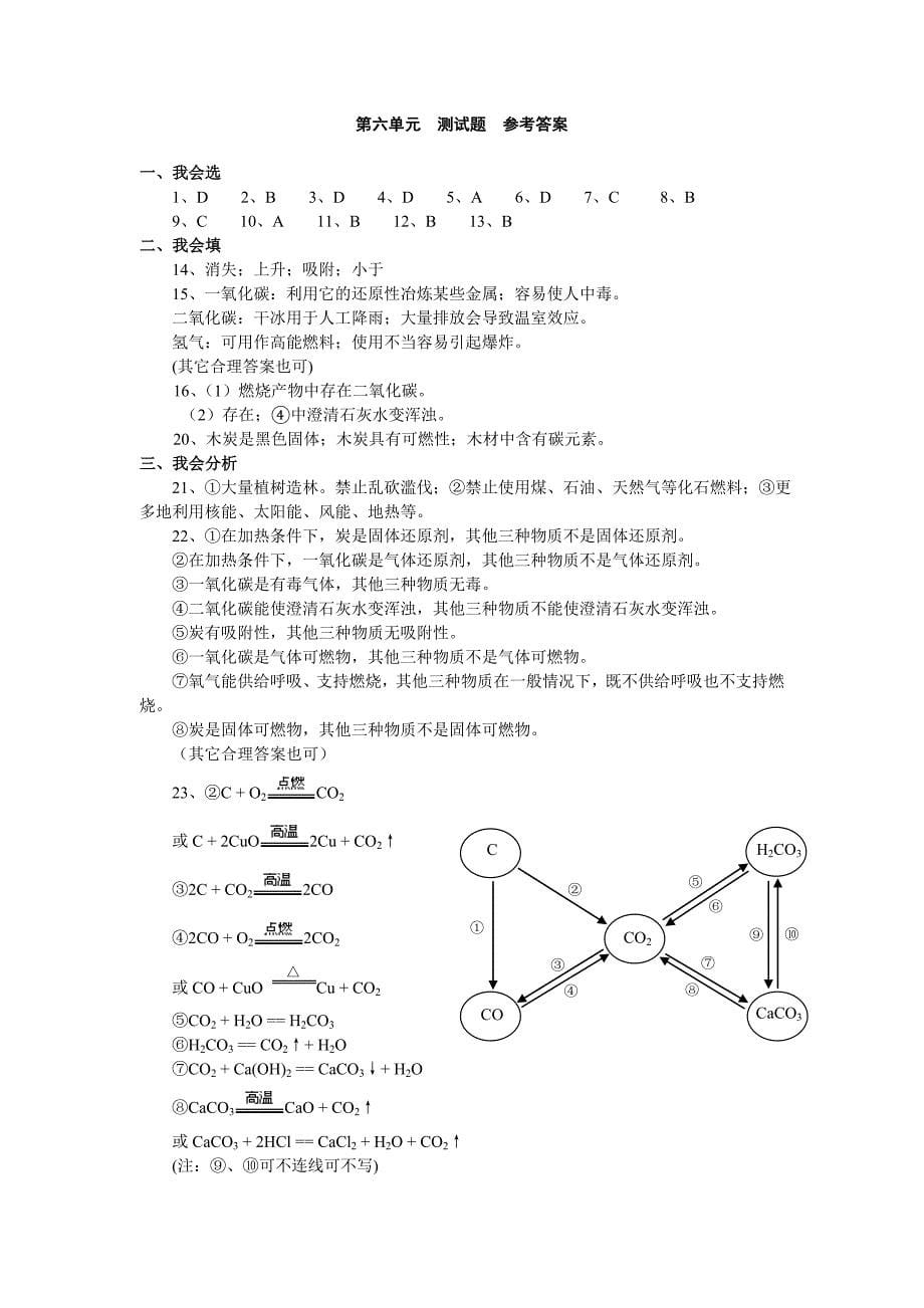 九年级化学上册_第6单元碳和碳的氧化物单元测试_人教新课标版.doc_第5页