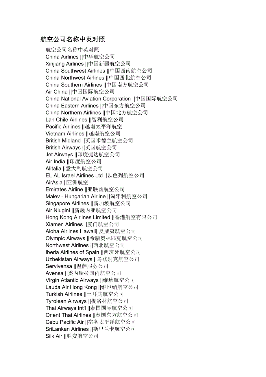 空公司名称中英对照.doc_第1页