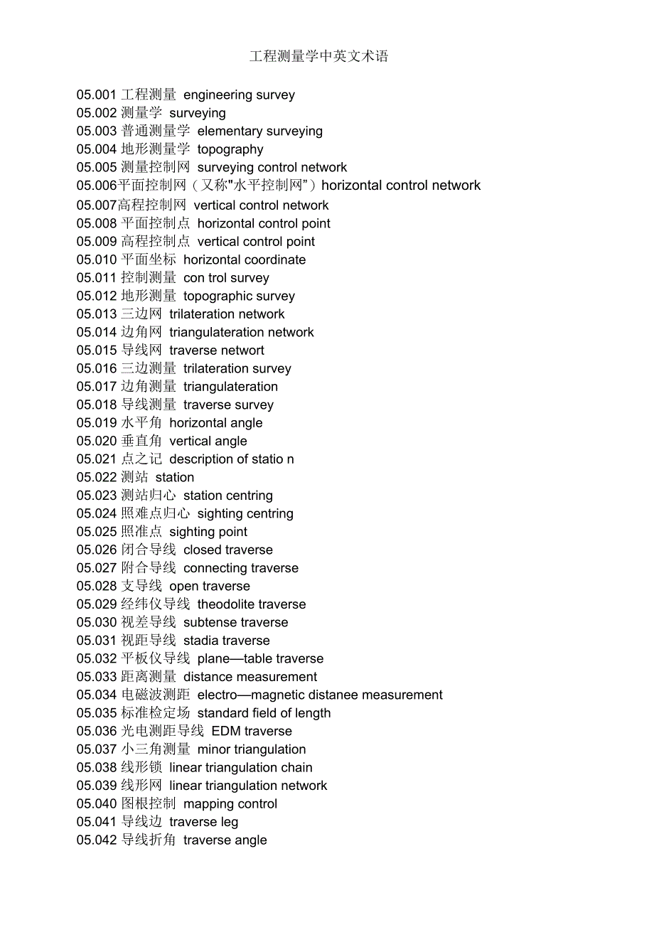 工程测量学中英文术语_第1页