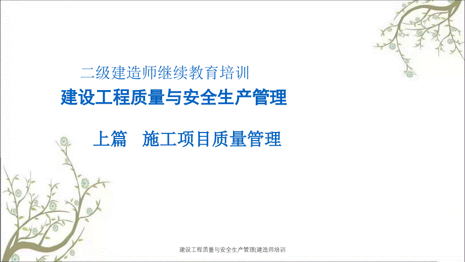 建设工程质量与安全生产管理(建造师培训PPT课件_第1页