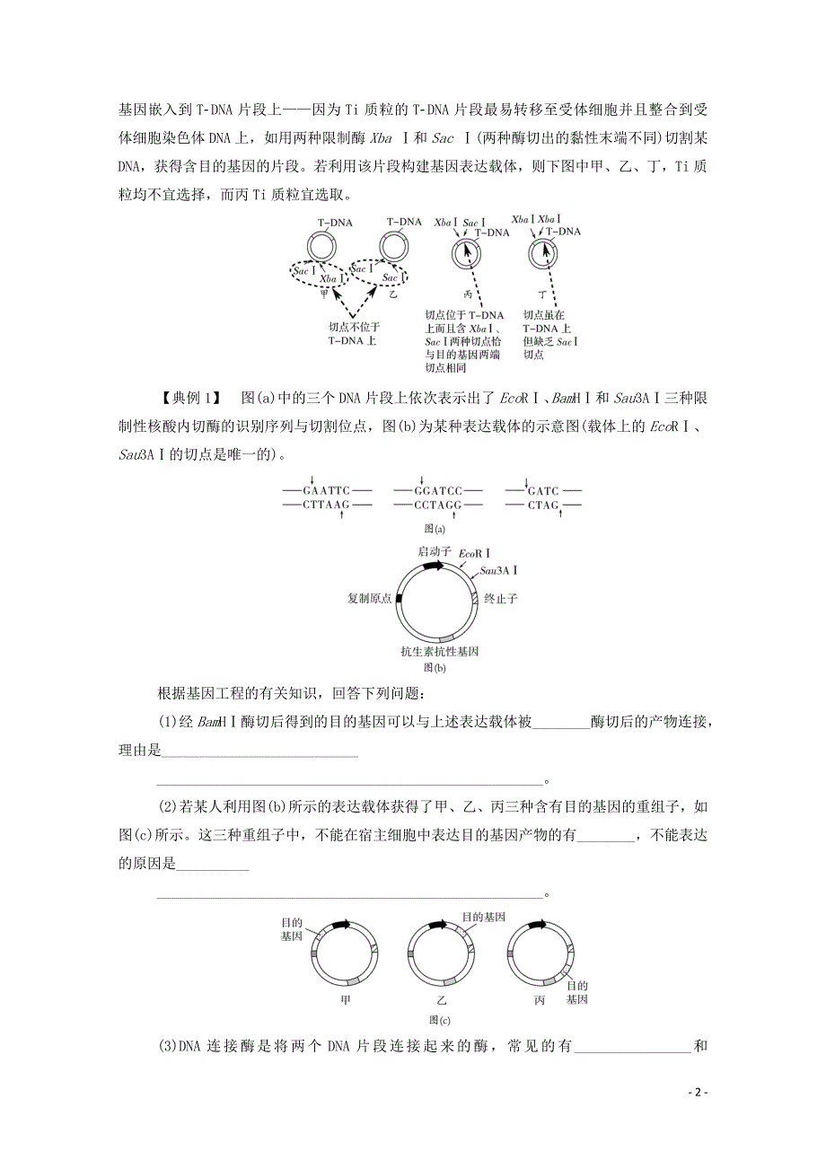 2022届新教材高考生物一轮复习知识能力提升12限制酶种类的确定及目的基因的检测与鉴定含解析.doc_第2页
