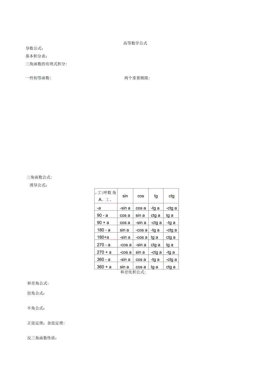 专升本高数公式大全_第1页