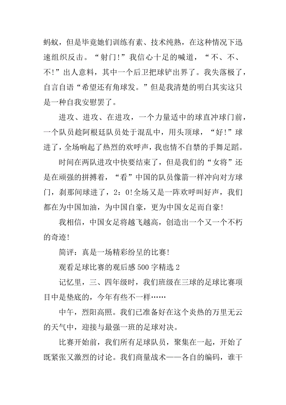 2023年观看足球比赛的观后感500字精选_第2页