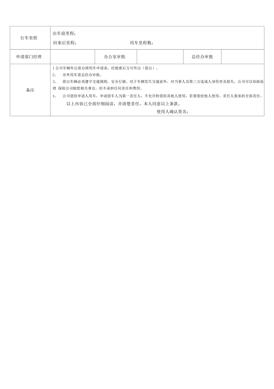 公司用车申请表(详细版)_第4页