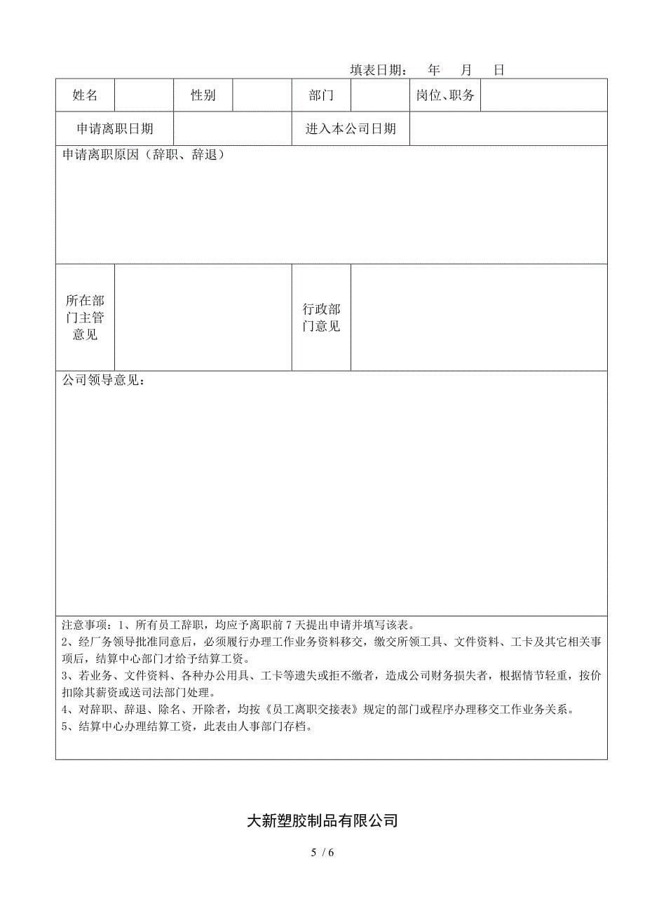 员工离职管理标准作业程序_第5页