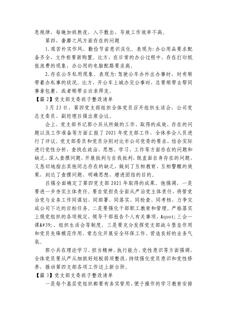 党支部支委班子整改清单范文(通用3篇)_第3页