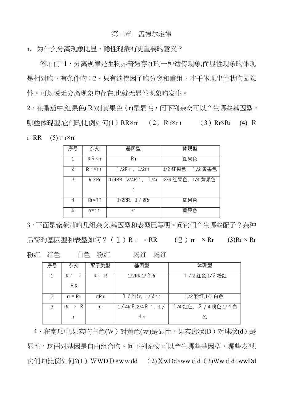 遗传学课后习题与答案_第1页