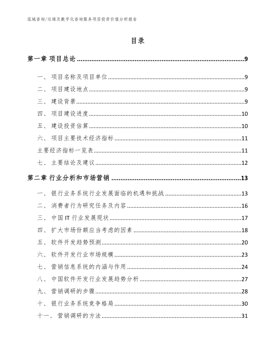 运维及数字化咨询服务项目投资价值分析报告范文_第1页