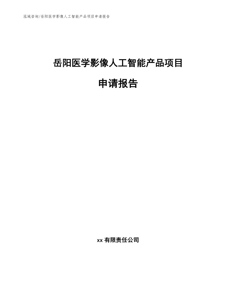 岳阳医学影像人工智能产品项目申请报告范文模板_第1页