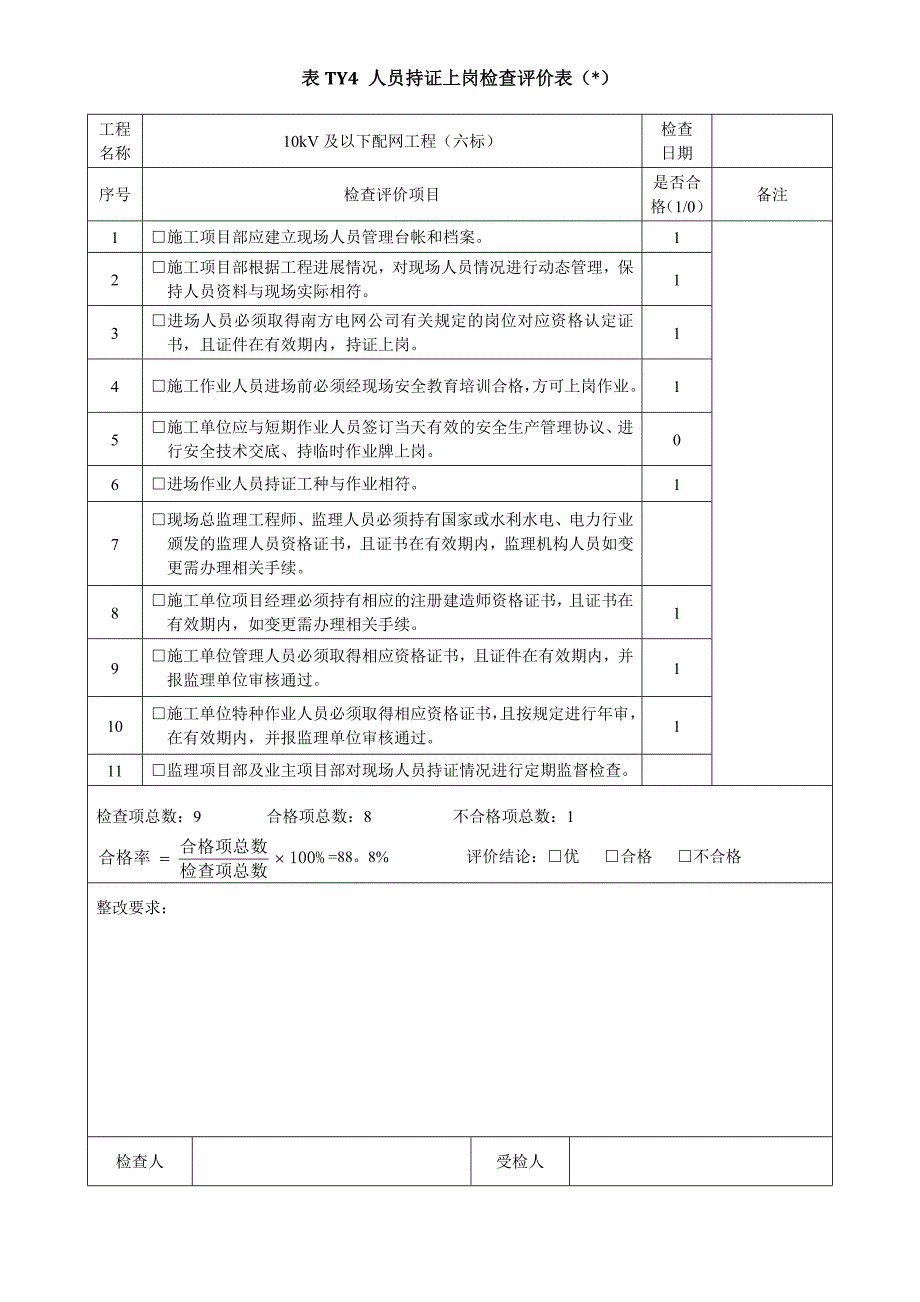 10kV及以下配网工程安全文明施工检查评价表_第3页