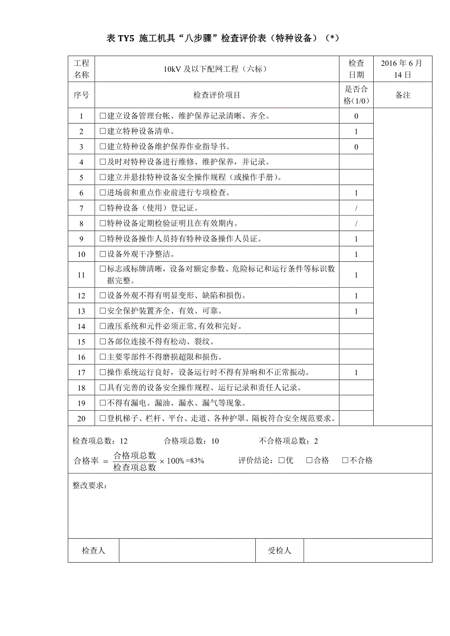 10kV及以下配网工程安全文明施工检查评价表_第4页