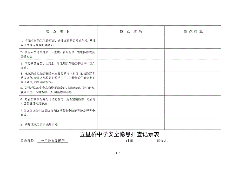 学校安全隐患排查记录文本表_第4页