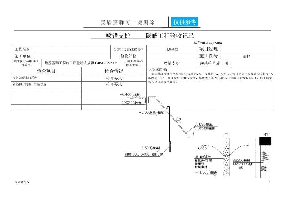 基坑55喷锚支护隐蔽工程验收记录致远书苑_第5页