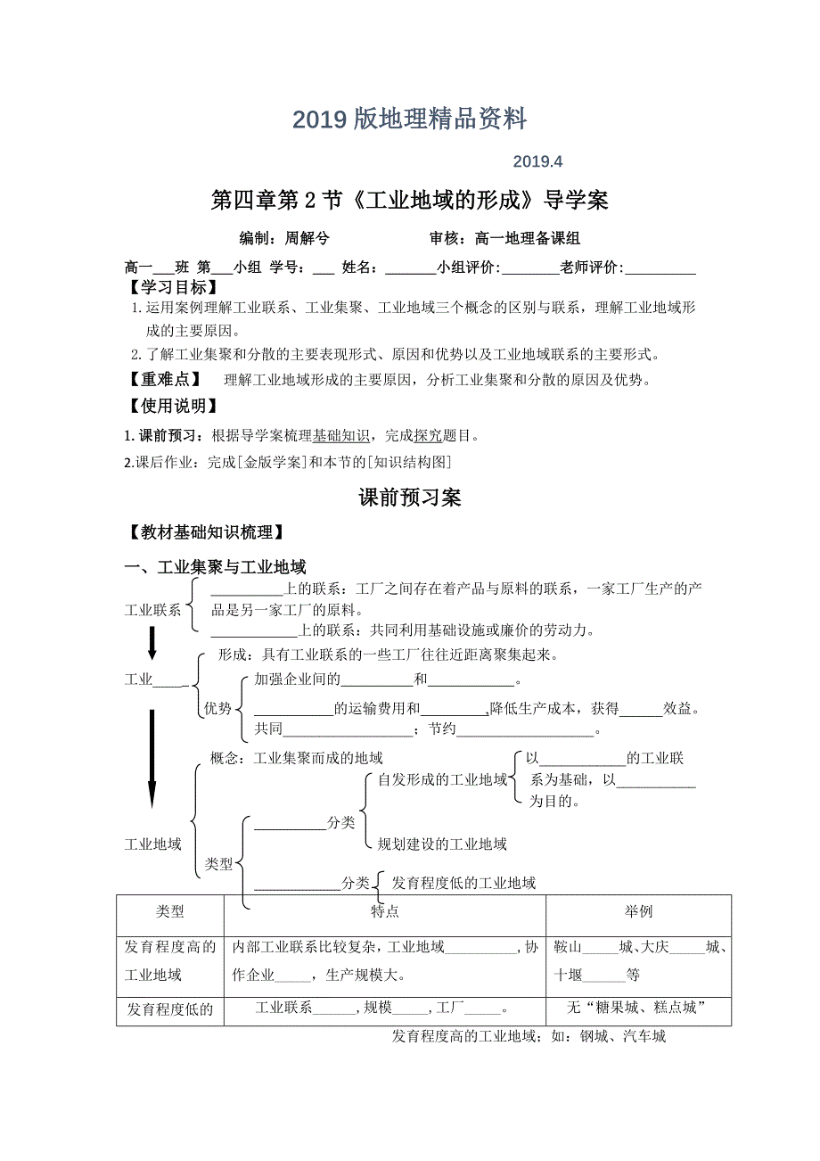 地理 导学案11 工业地域联系_第1页