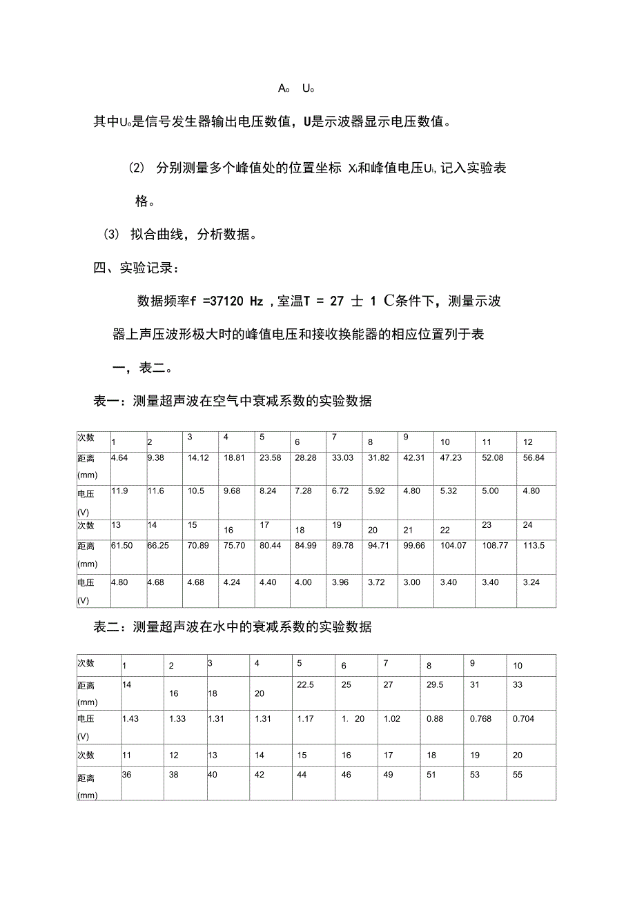 超声波衰减系数的测量-讲义及数据_第4页