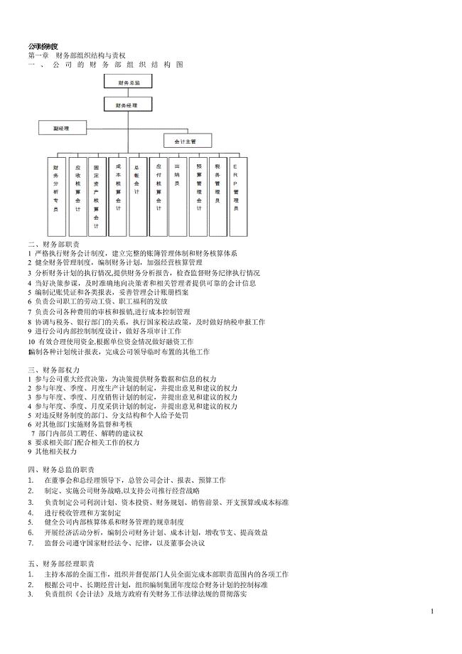 财务岗位说明及流程图