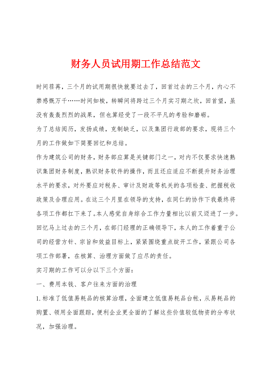 财务人员试用期工作总结.docx_第1页