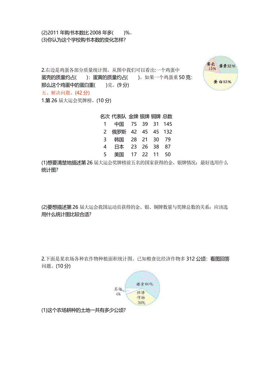 青岛版六年级数学下册第五单元测试题及答案一_第2页