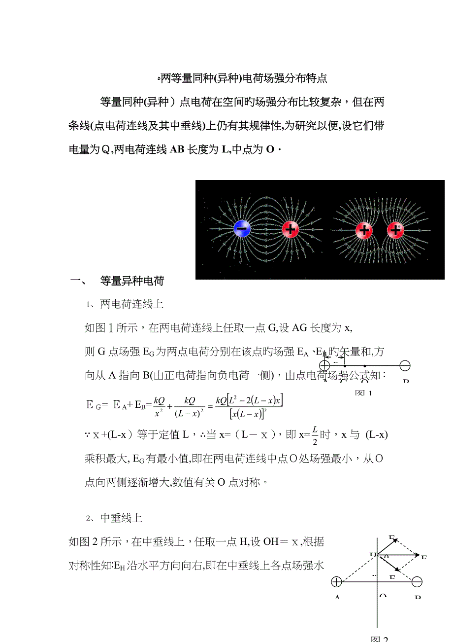 两等量同种(异种)电荷场强分布特点_第1页