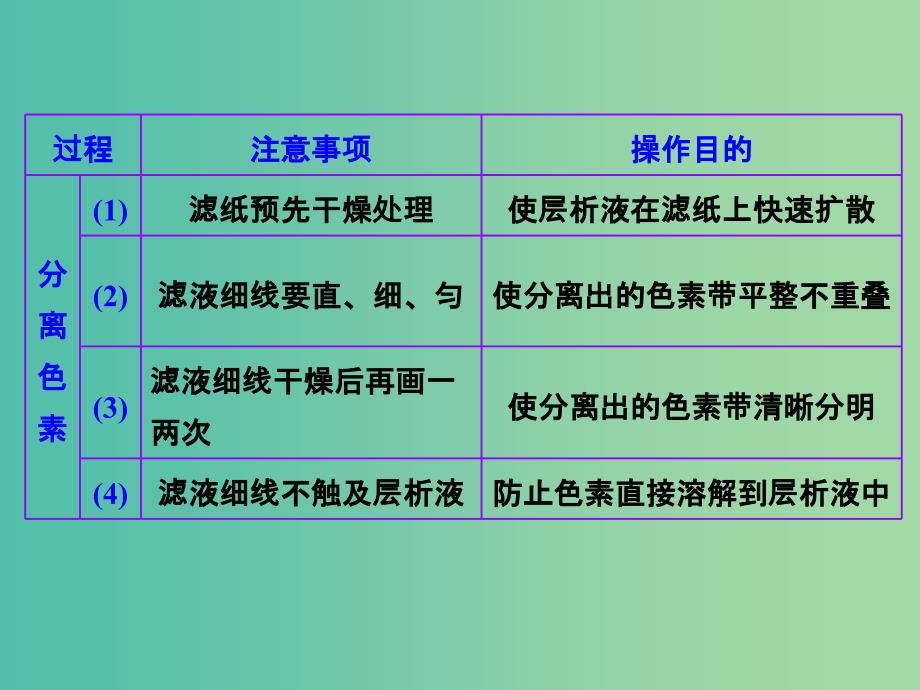 高考生物一轮复习 第三单元 第3讲 第1课时 绿叶中色素的提取和分离课件 新人教版必修1.ppt_第4页