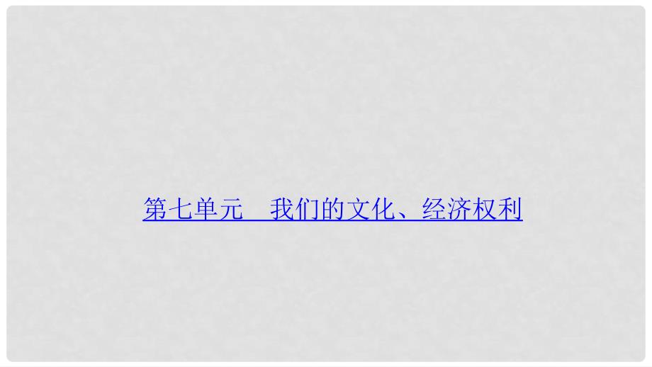 中考政治总复习 考点聚焦 八年级 第七单元 我们的文化、经济权利课件_第1页