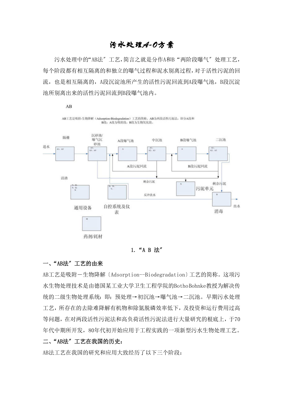 水处理工艺污水处理A-O方案_第1页