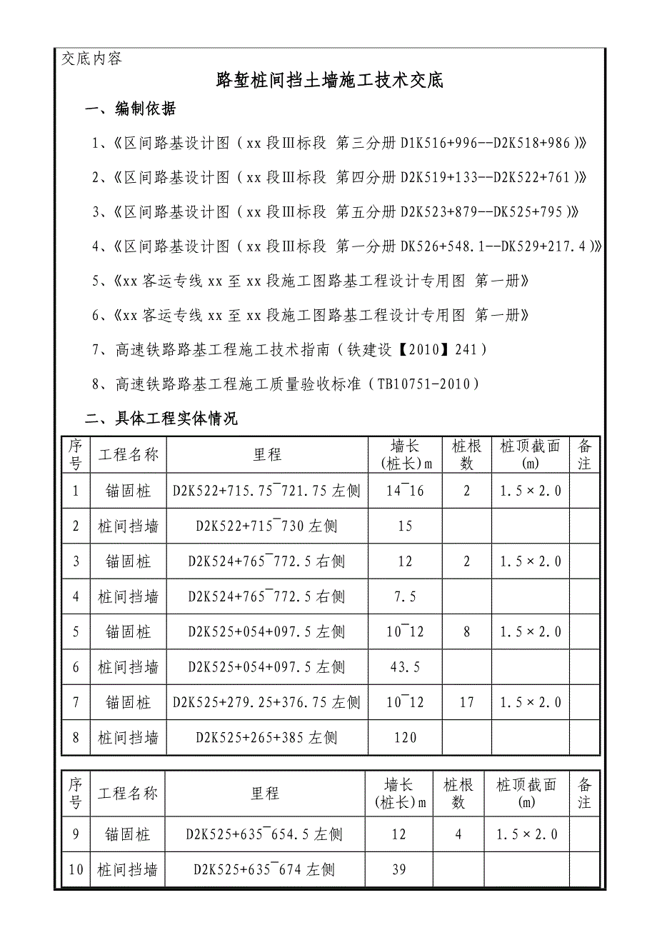 [贵州]铁路客运专线锚固桩及桩间挡土墙技术交底_第1页