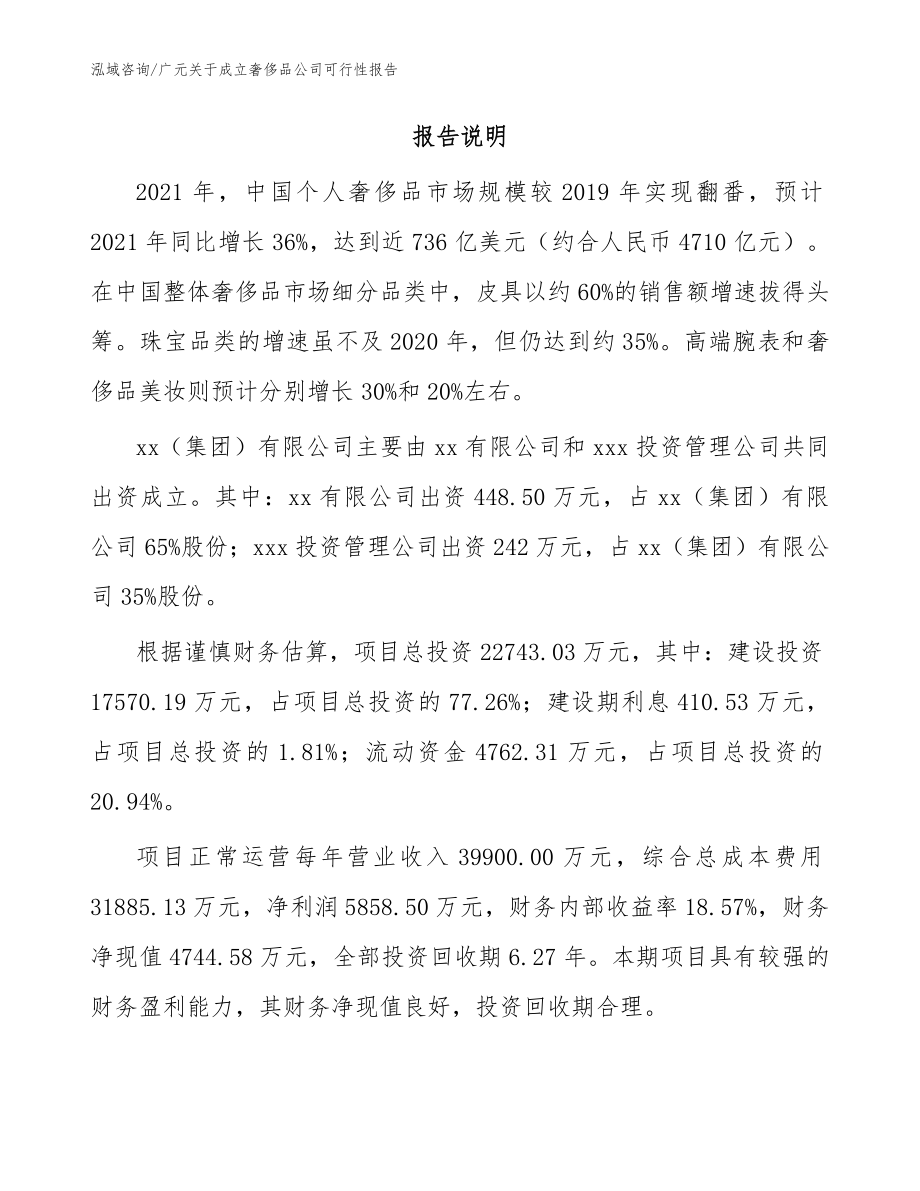 广元关于成立奢侈品公司可行性报告模板范文_第2页