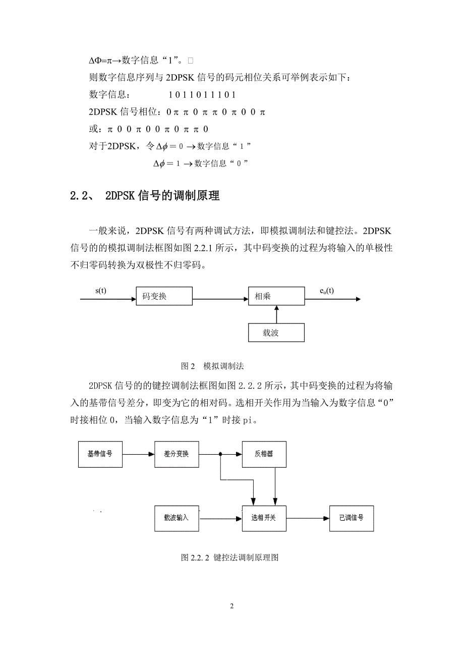 通信原理课程设计连续波2DPSK调制器通信系统的设计与仿真_第5页