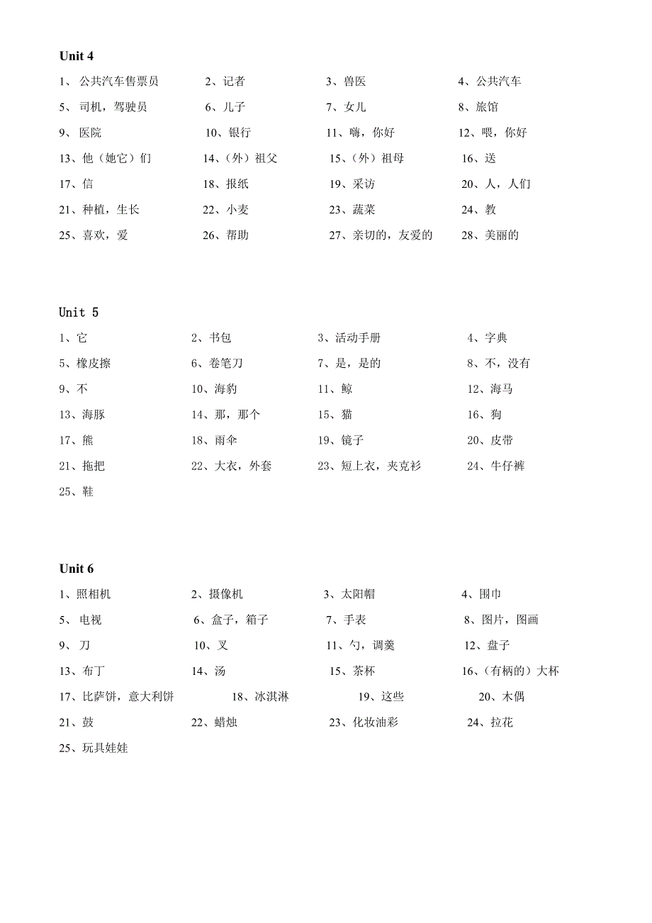 人教新版小学英语五年级上册单词表_第2页