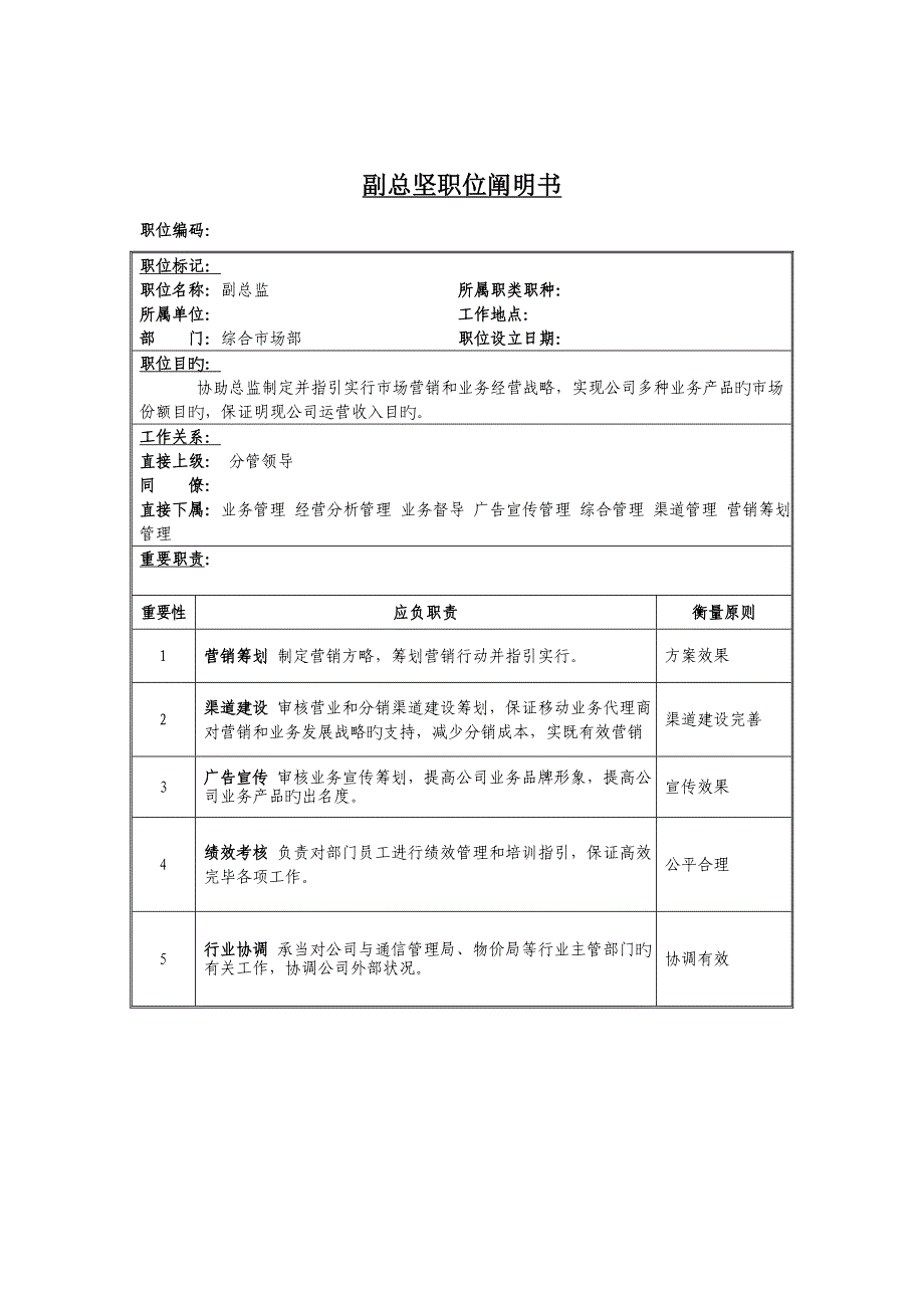 副总监的职位专项说明书_第1页