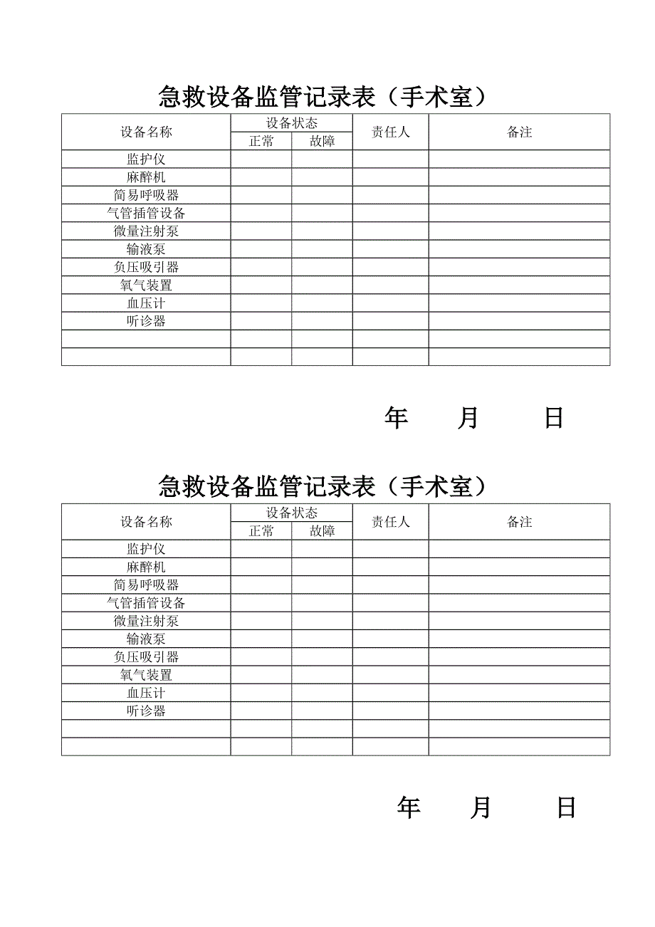 急救设备监管表.doc_第1页