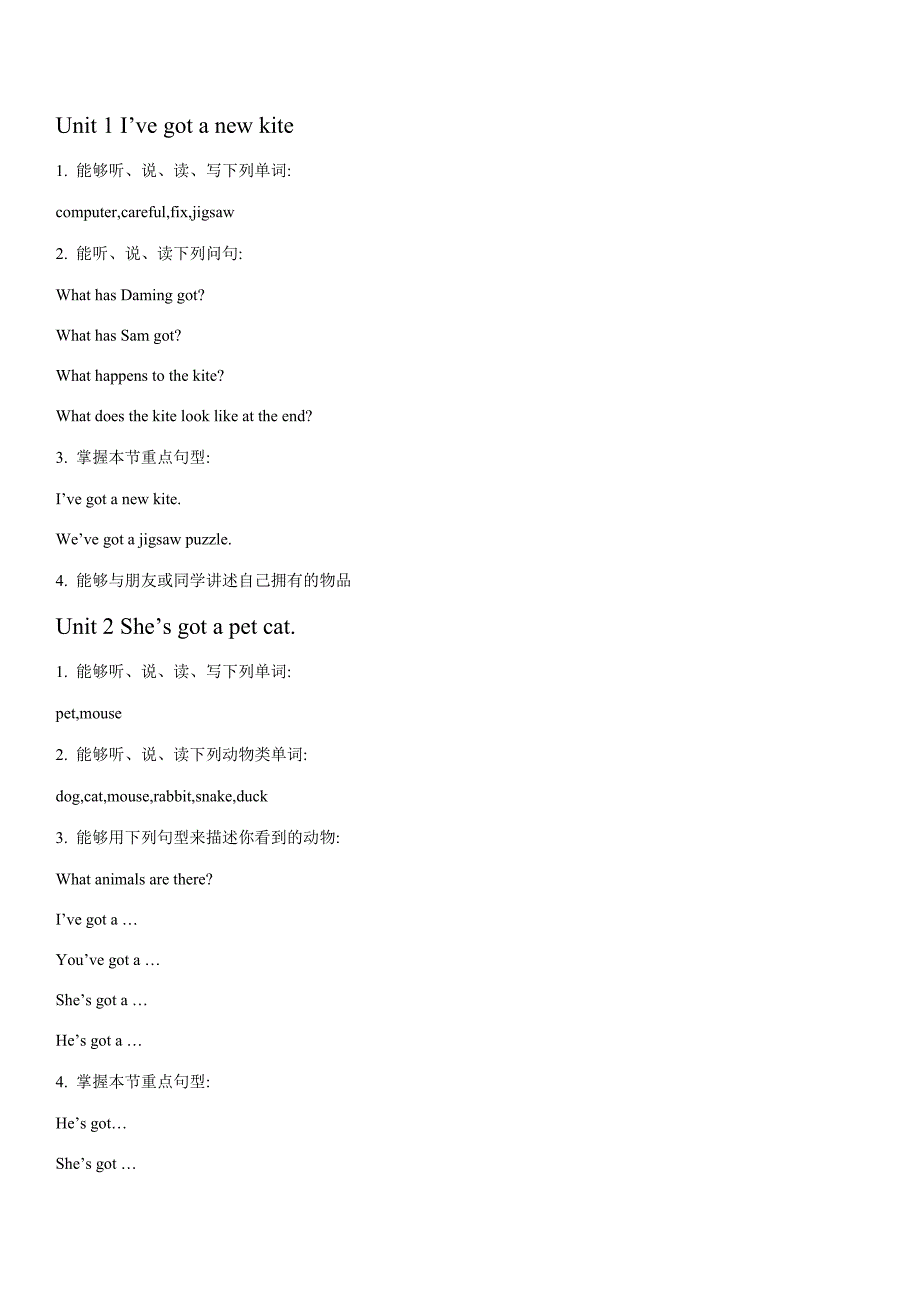 小学三年级上期英语必掌握知识点_第4页