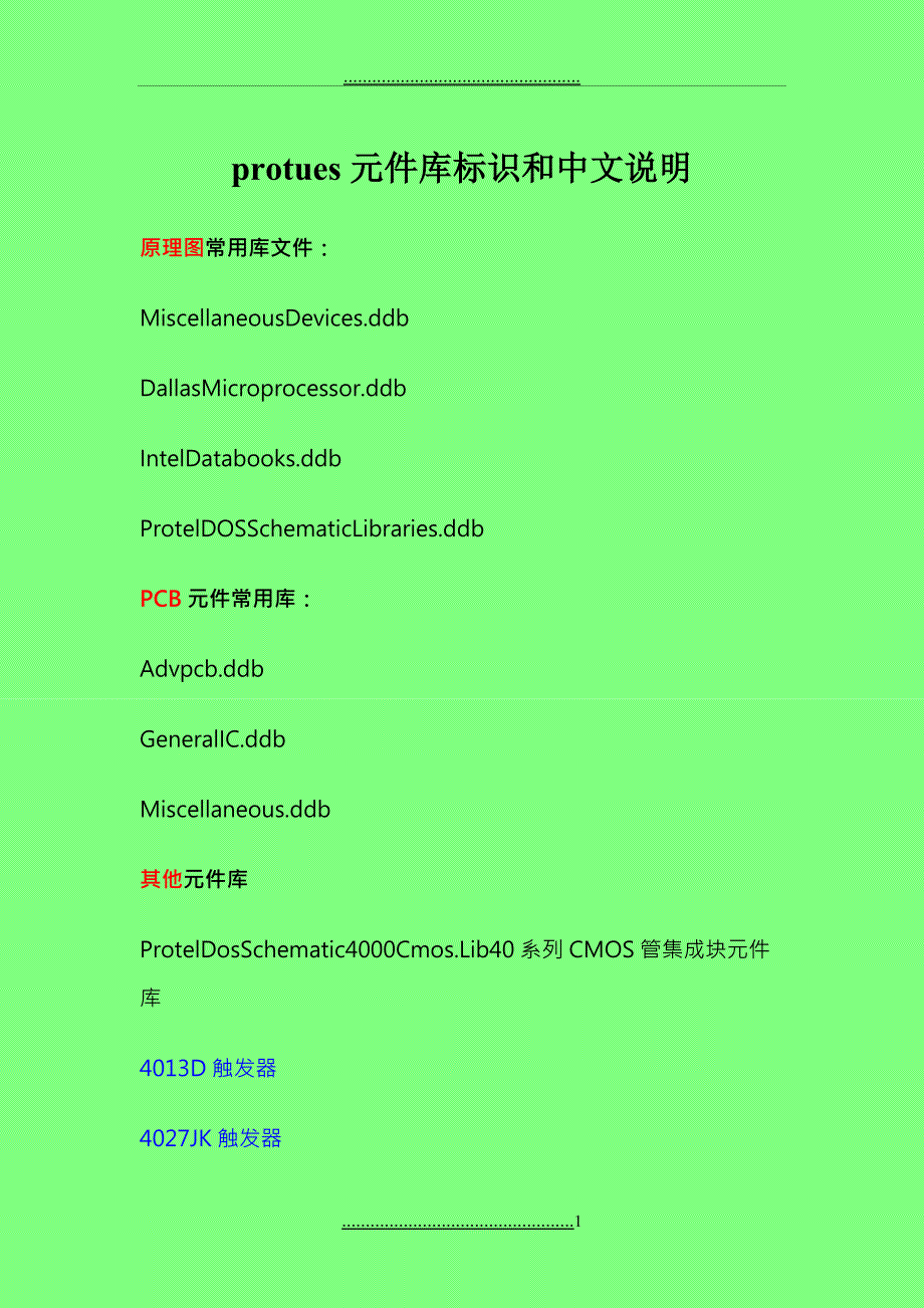 Protues元件库和元件中文对照完美整理_第1页