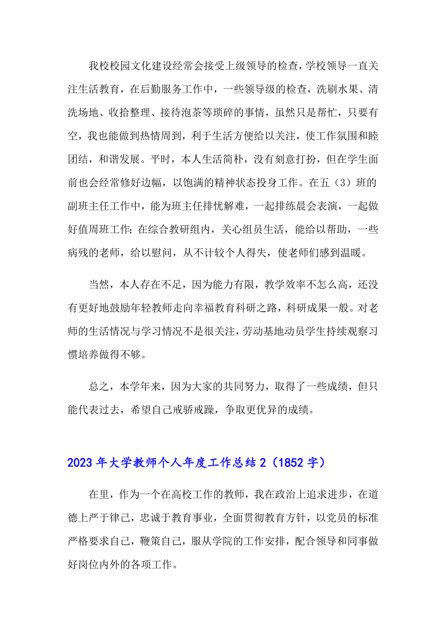 2023年大学教师个人工作总结_第2页