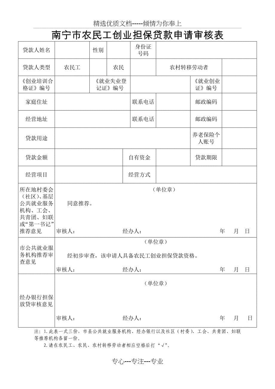 小额担保贷款申请书_第5页