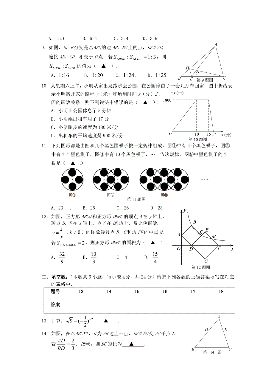 重庆一中2015-2016学年九年级数学上学期第一次定时作业10月月考试题_第2页