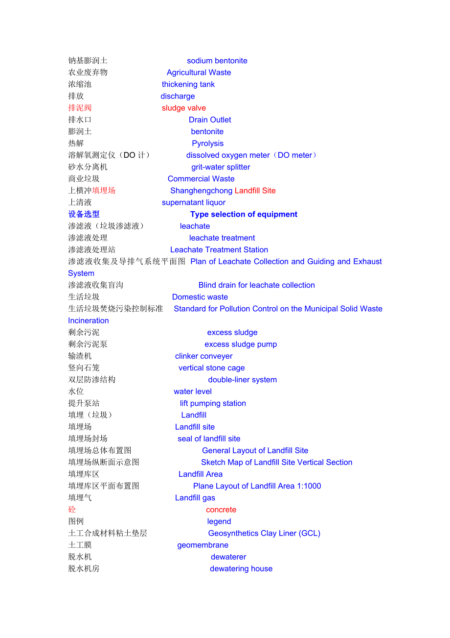 中英文 污水处理和垃圾填埋词汇.doc_第3页