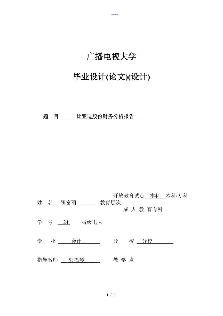 比亚迪财务分析报告文书_第1页