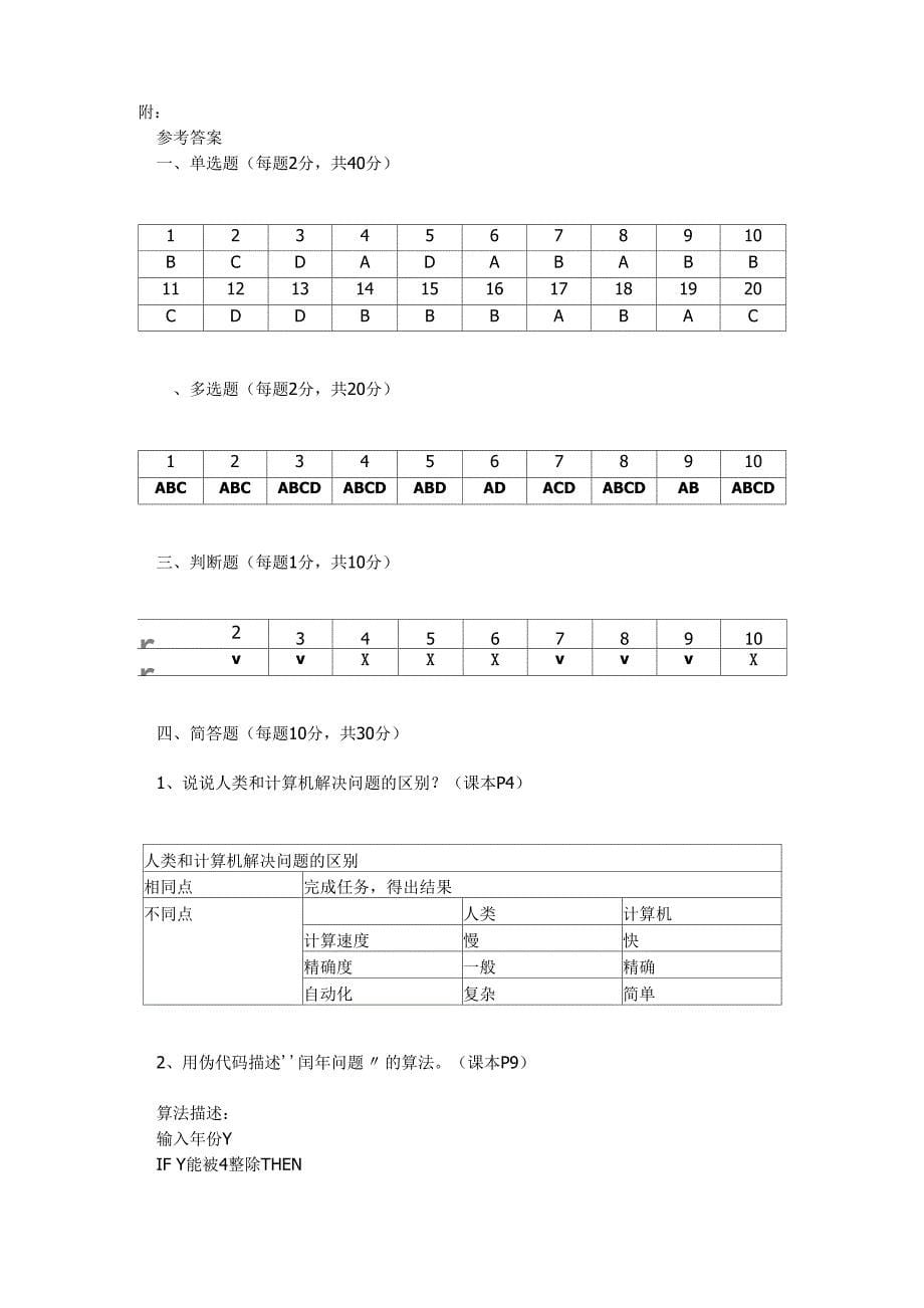 算法与程序设计考试题及答案_第5页