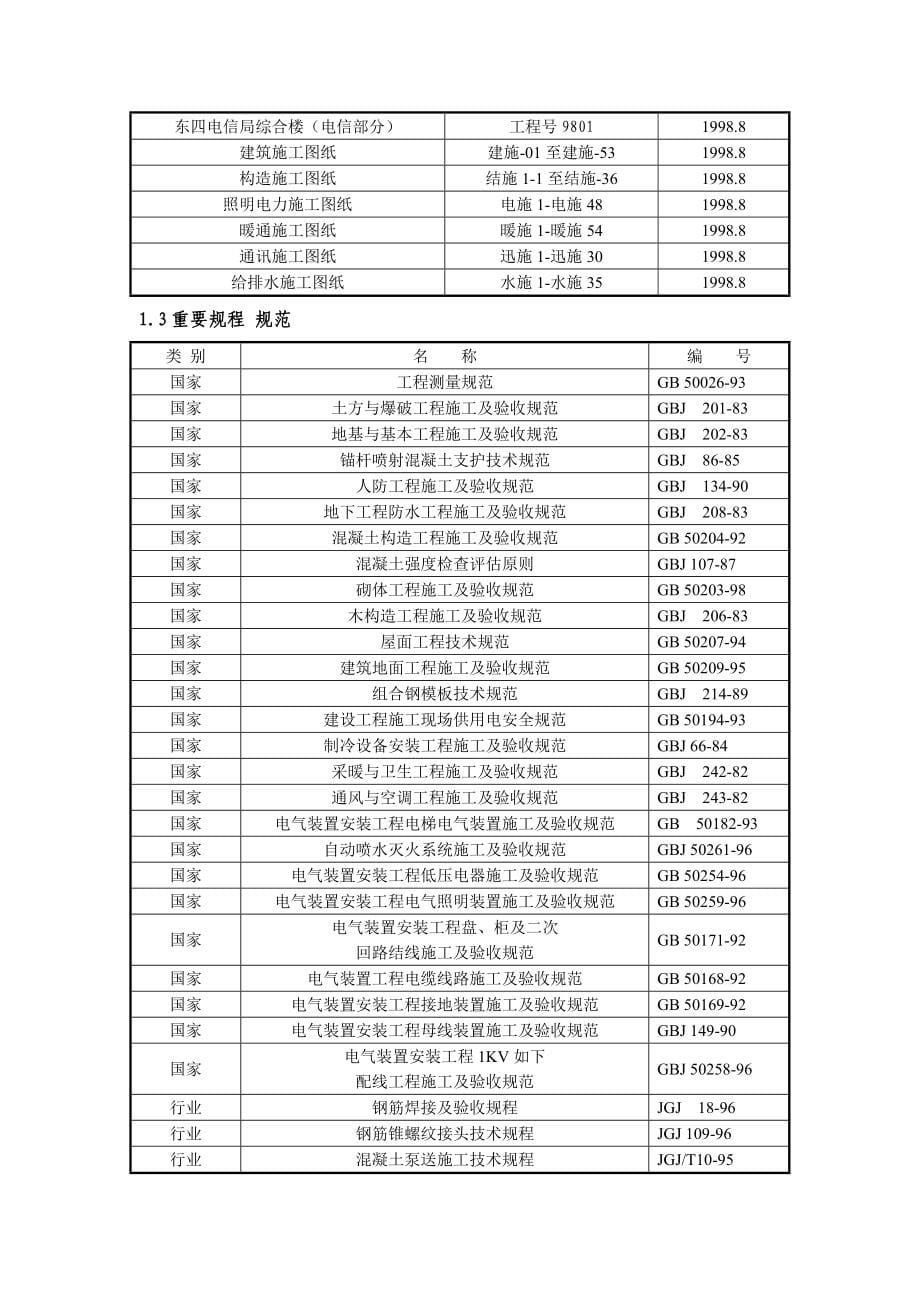 东四电信局综合楼关键工程综合施工组织设计_第5页