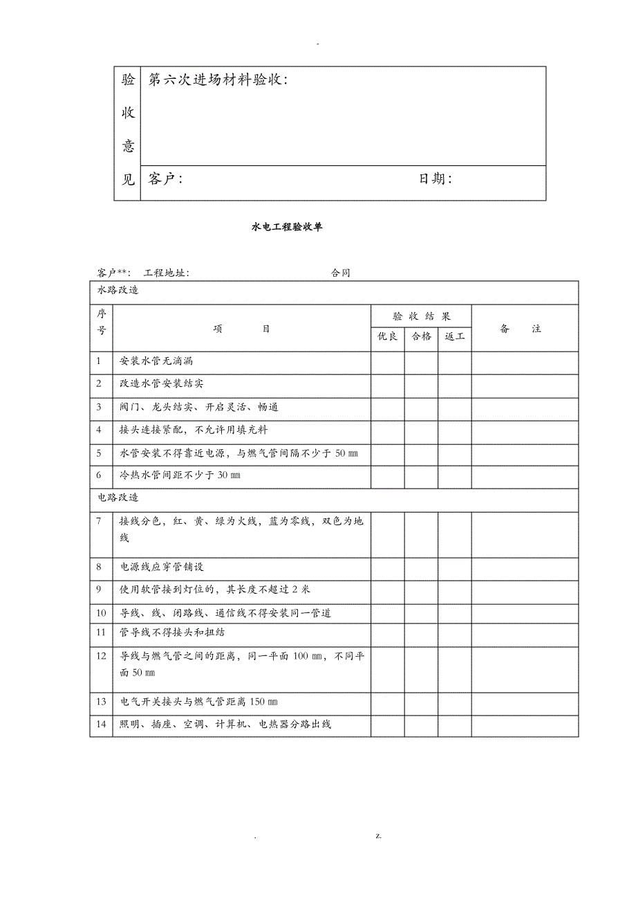 装修公司工程施工验收表格_第5页