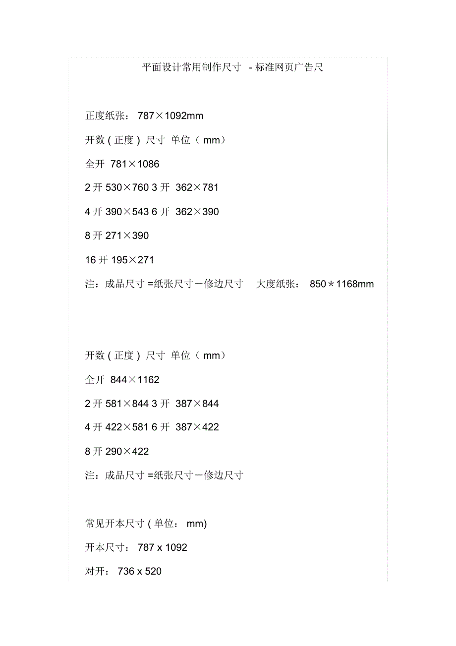 平面设计常用制作尺寸1_第1页