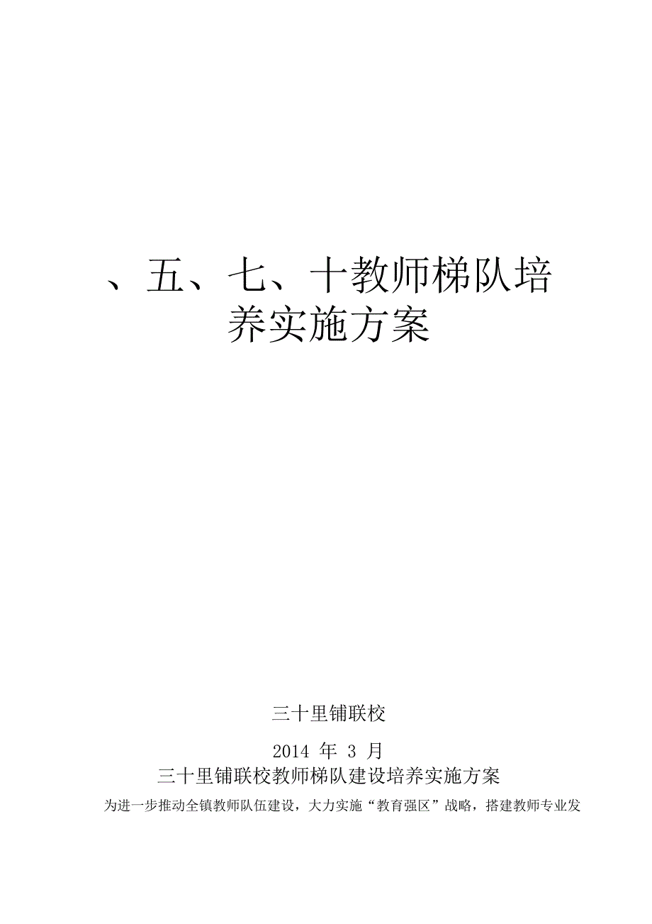 教师梯队建设培养实施方案_第1页