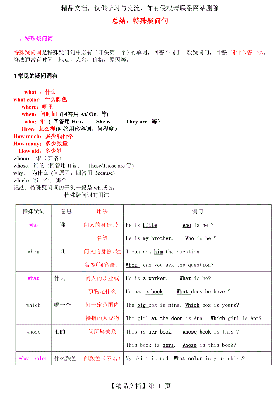 总结特殊疑问句_第1页