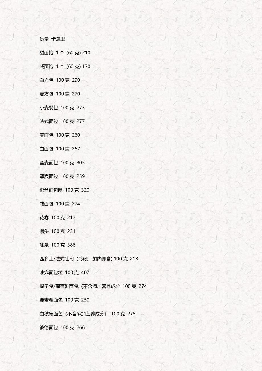 食物卡路里对照表最完整版想减肥每天最多只能摄入1400Cal.doc_第3页