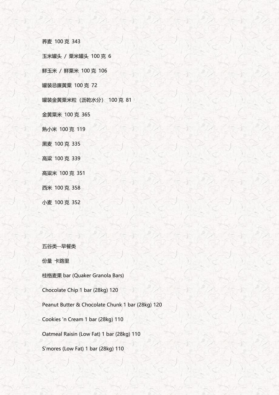 食物卡路里对照表最完整版想减肥每天最多只能摄入1400Cal.doc_第5页