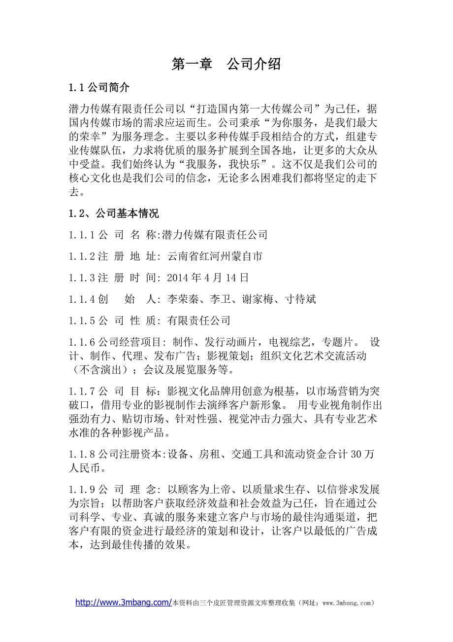 潜力传媒公司(影视文化品牌)商业计划书_第5页